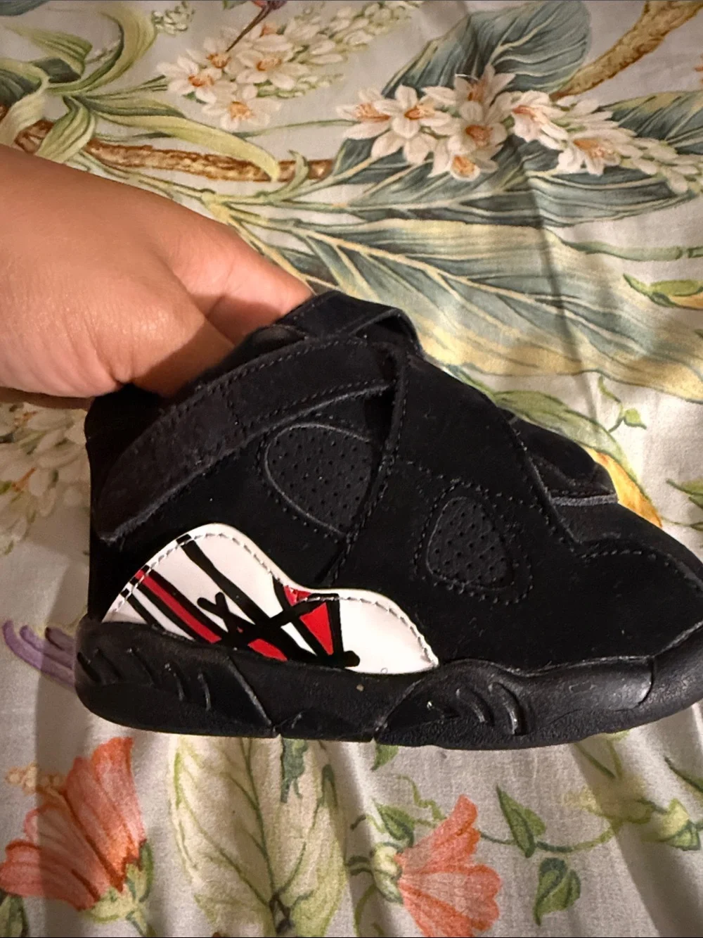 Jordan Black Suede Baby Walker Shoes with Red Accent